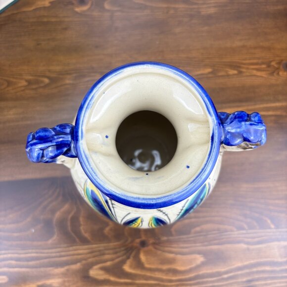 Vintage Jasba West German Vase Folk Art Pottery with Braided Handles 1960s - Picture 5 of 12